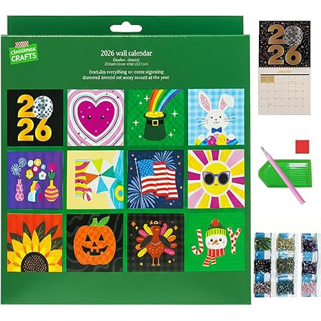 Diamond Art Calendar 2026 – Free-Style DIY Diamond Painting Calendar 2026 Kit for Adults (No Numbered Guide, Advanced Creative Challenge Edition, 12-Month Wall Calendar for Home, Office & Study)