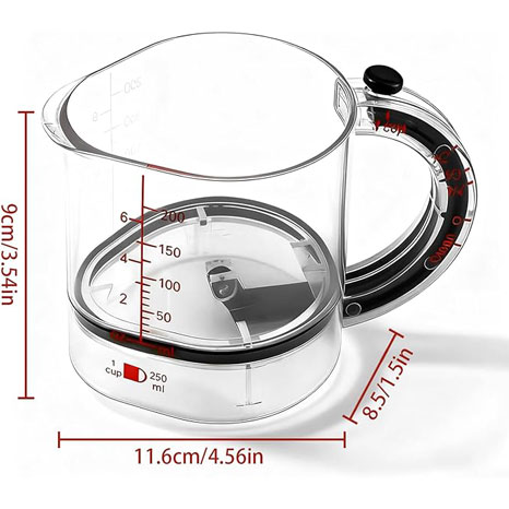 4-in-1 Adjustable Measuring Cup - Up Cup with Scraper-Style Seal Base - Multi-Functional Push-Up Measuring Cup for Cooking, Baking, and Portioning - Dishwasher Safe and Space-Saving Design